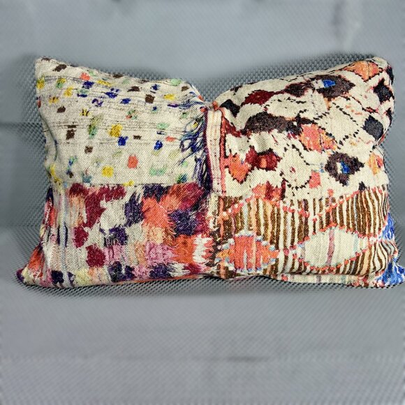 Linen Lumbar Pillow Case Boho Abstract Colorful 23" x 14.5 Accent Rectangle Chic - Picture 1 of 6